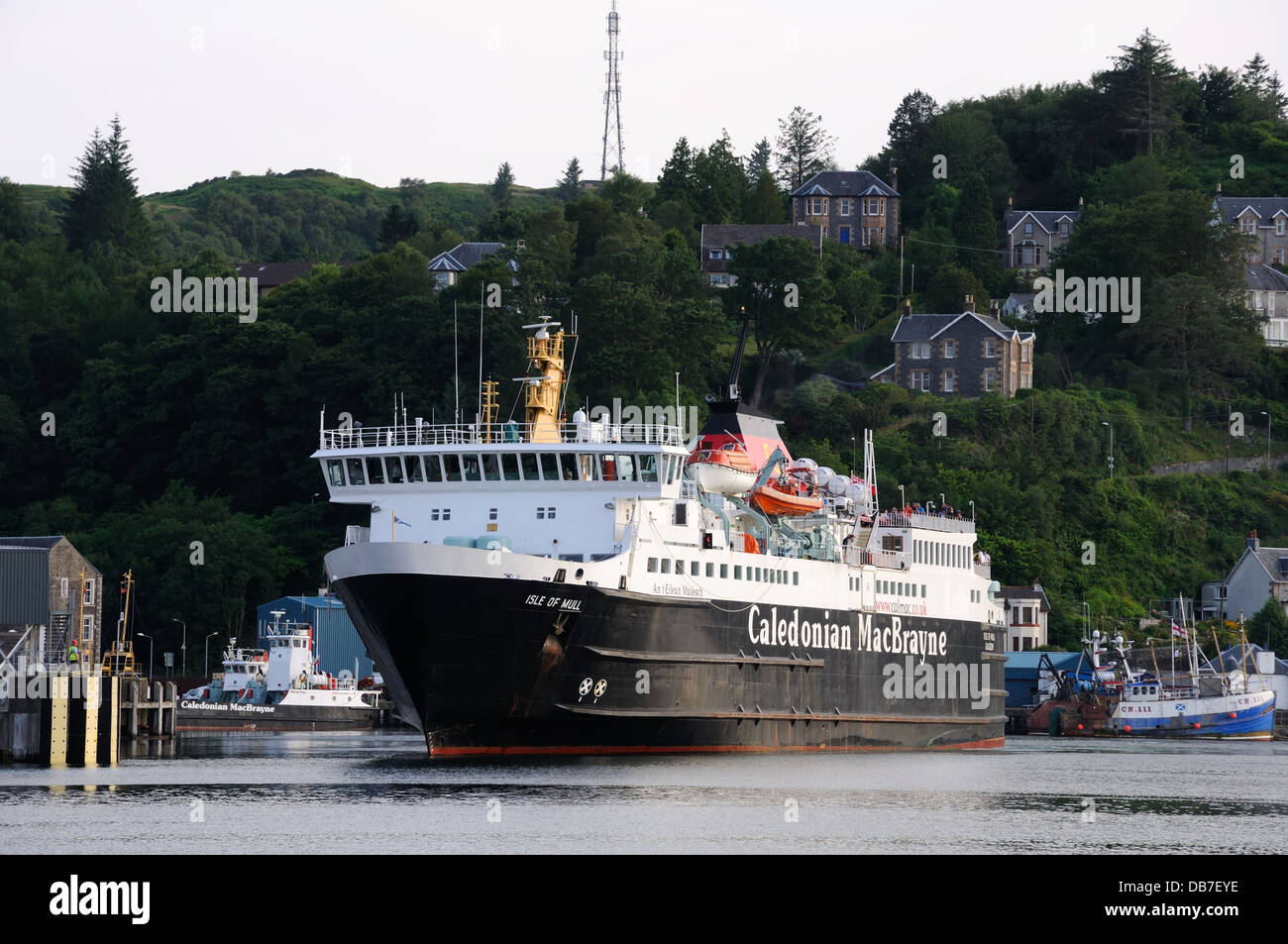 Caledonian Macbrayne ferry docking at Oban harbour, Scotland, UK Stock Photo