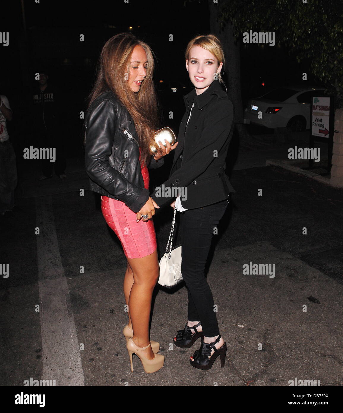 Emma Roberts and Chloe Green leaving Matsuhisa restaurant Los Angeles