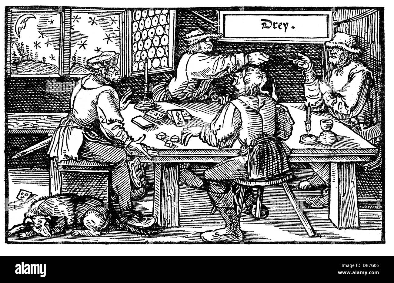 gastronomy, inns, rural tavern, woodcut, Augsburg, 1537, Additional-Rights-Clearences-NA