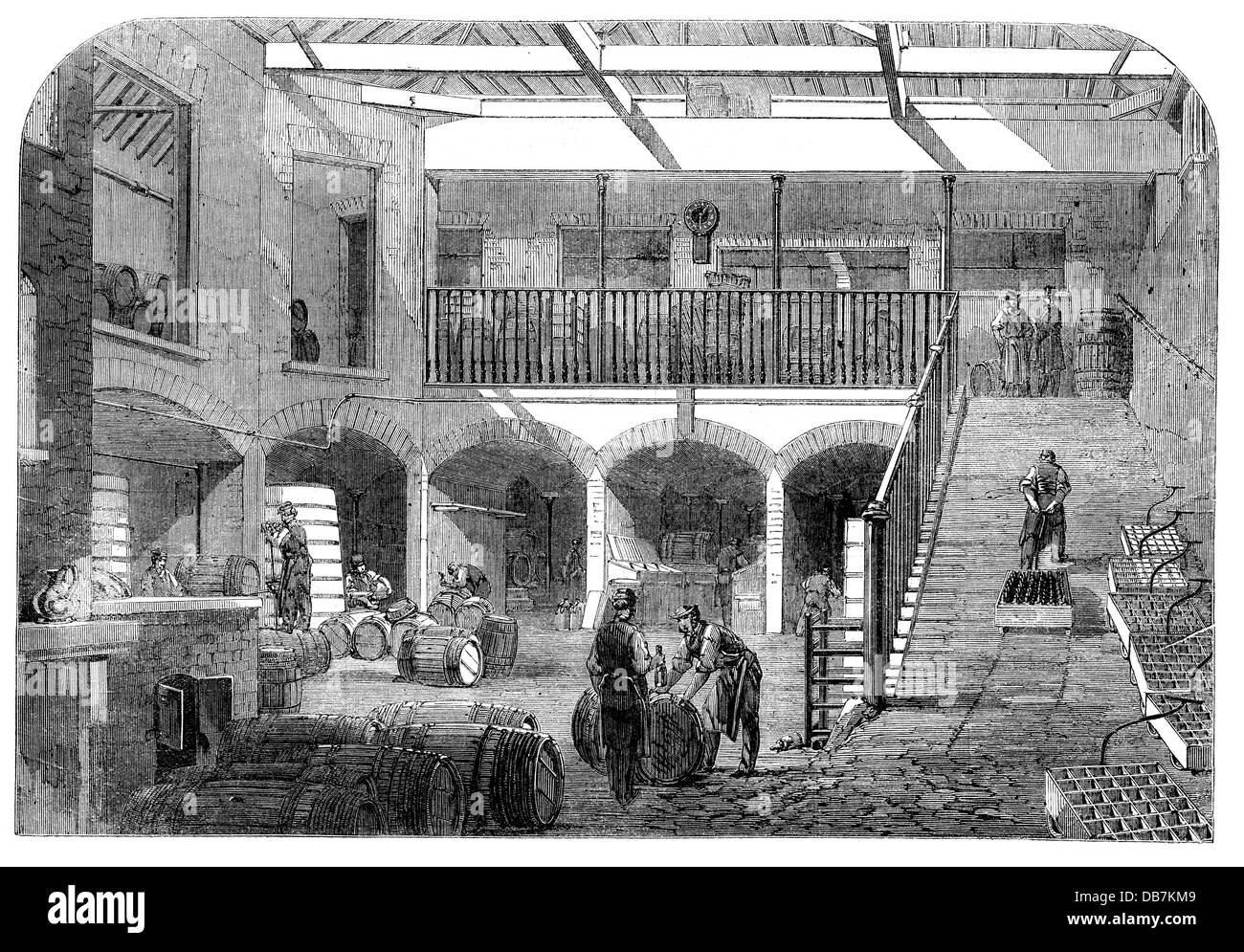 trade, warehouse, wine cellar of the company 'Messrs Gilbey', Titchfield Street, London, wood engraving, from: , 'The Illustrated London News', London, 23.11.1861, Additional-Rights-Clearences-Not Available Stock Photo