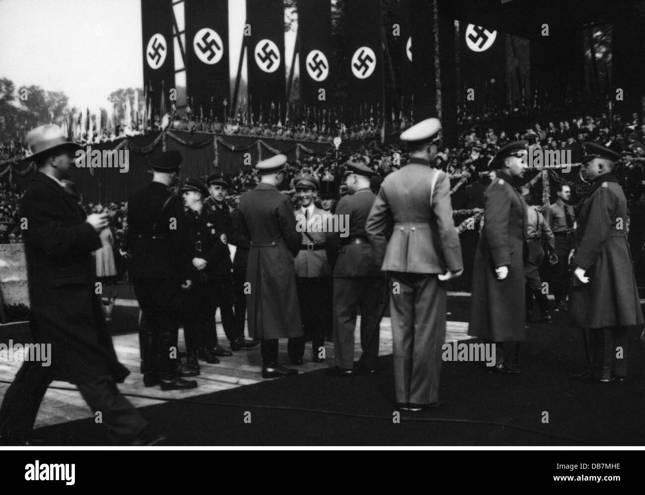 National Socialism, architecture, 'Haus der Deutschen Kunst', Munich, laying the cornerstone, 15.10.1933, Minister of Propaganda Joseph Goebbels, Gauleiter of Munich-Upper Bavaria , Additional-Rights-Clearences-Not Available Stock Photo