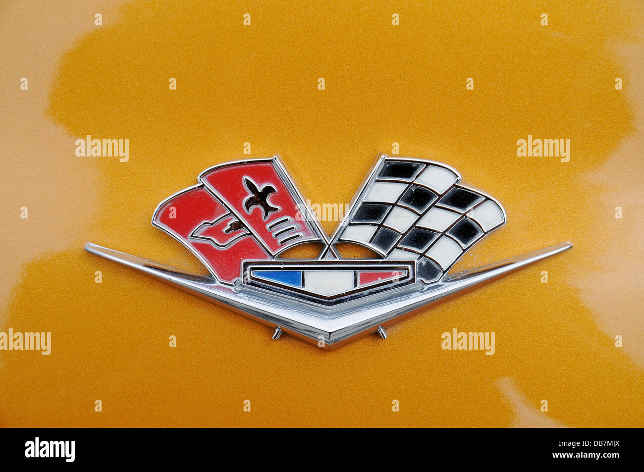 Chevrolet Corvette, logo, emblem, American vintage sports car Stock Photo