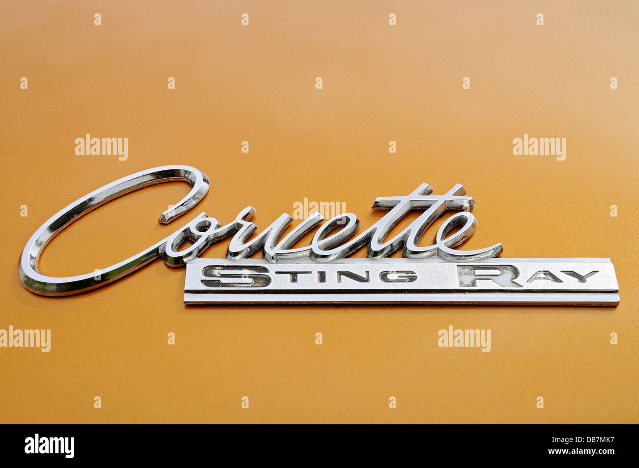 Chevrolet Corvette Sting Ray, logo, lettering, American vintage sports car Stock Photo
