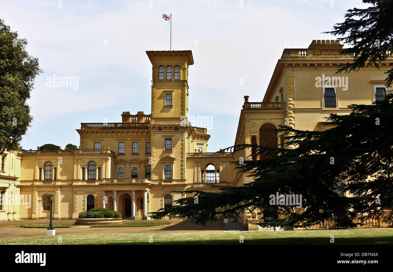 The entrance facade of Osborne House, on the Isle Wight, East Cowes