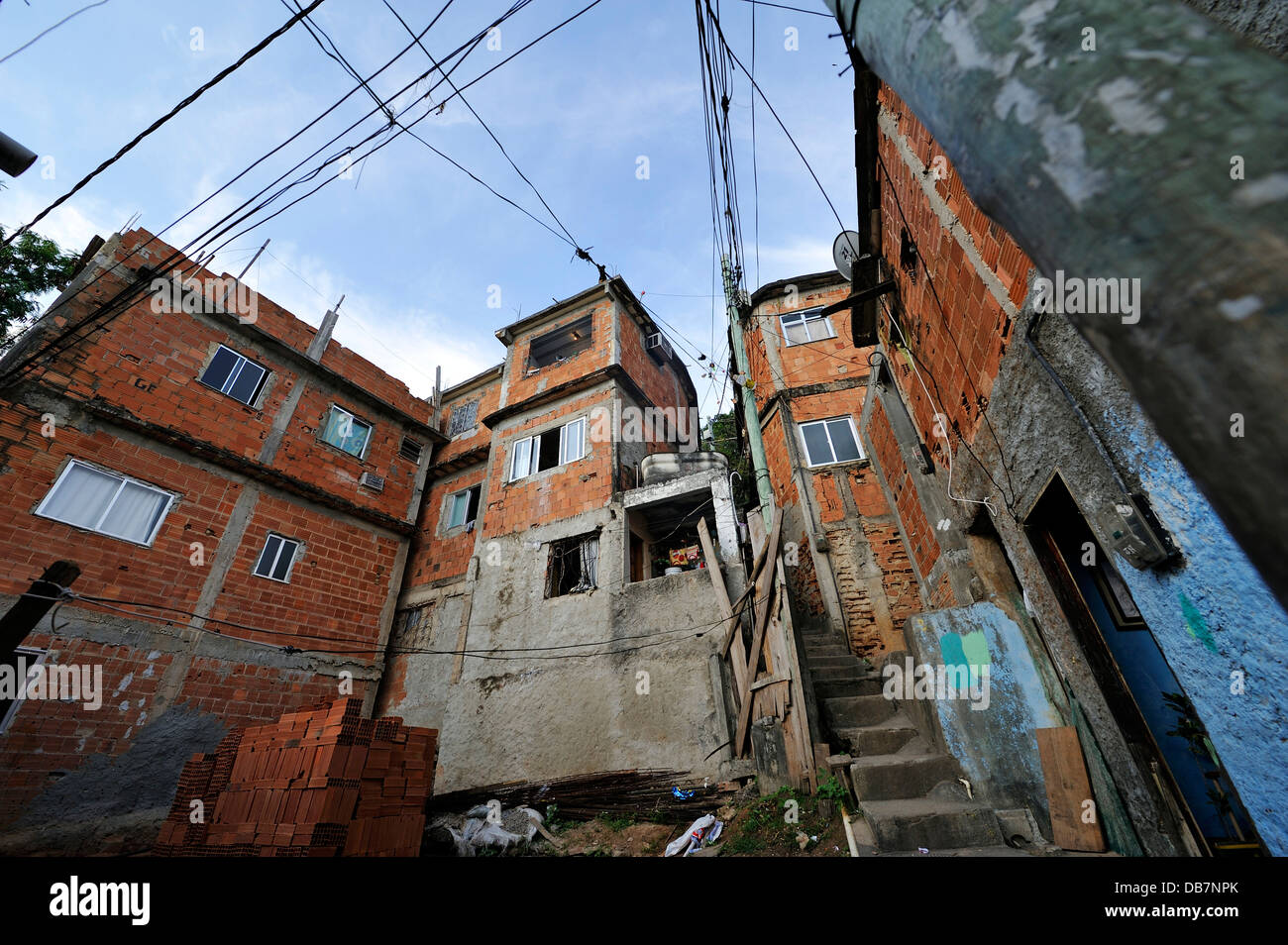 Uncontrolled construction growth, vertical growth, in a slum Stock Photo