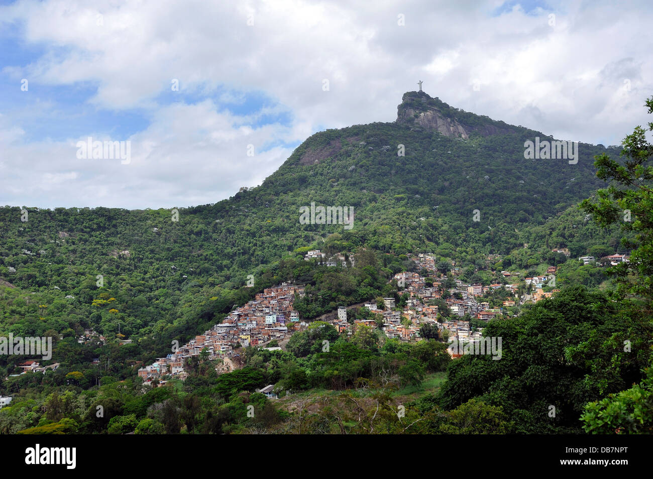 Slum at the foot of Mount Corcovado Stock Photo