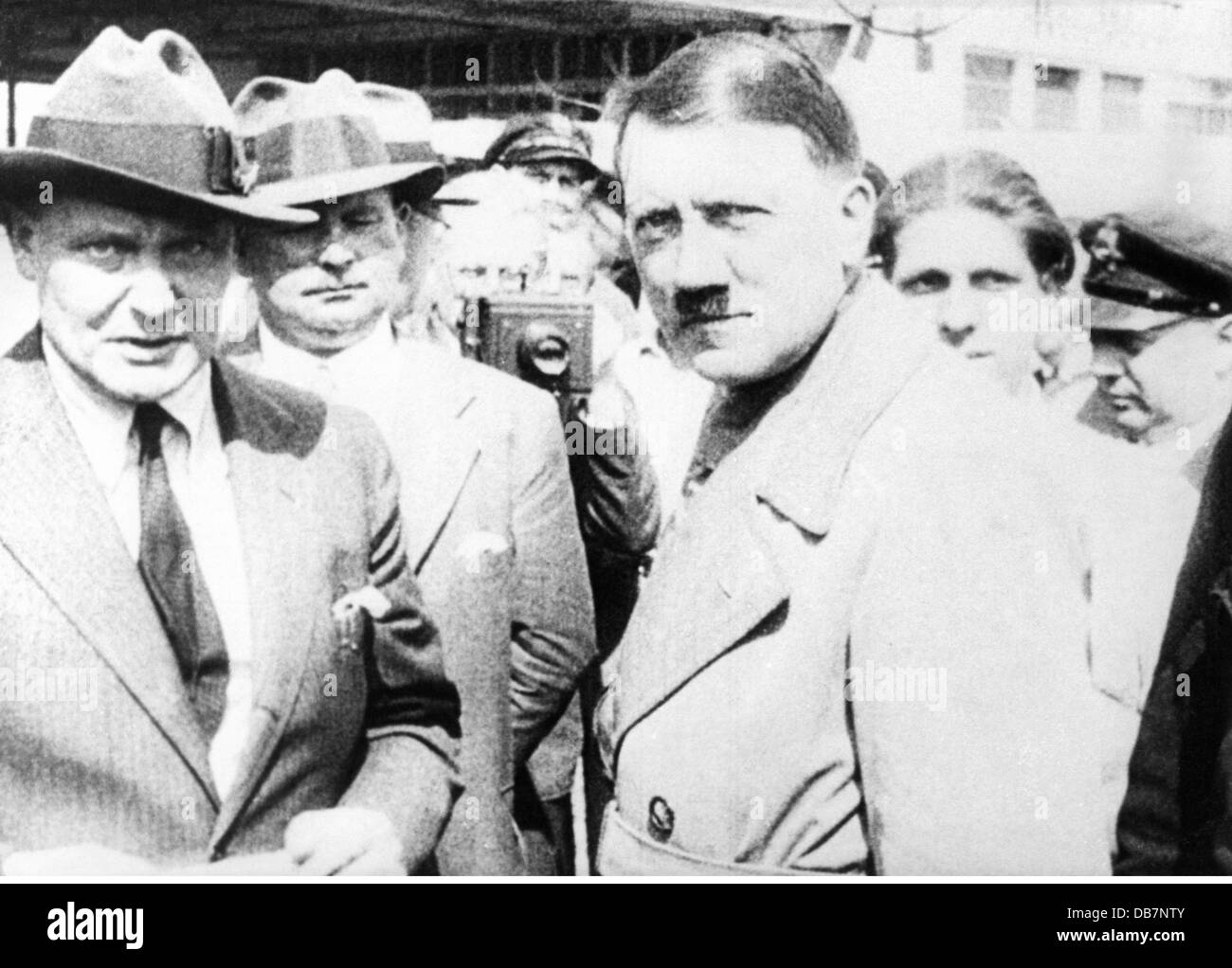 Hitler, Adolf, 20.4.1889 - 30.4.1945, German politician (NSDAP), with Hermann Goering and Ernst Roehm, Tempelhof Airport, Berlin, 30.11.1932, Stock Photo