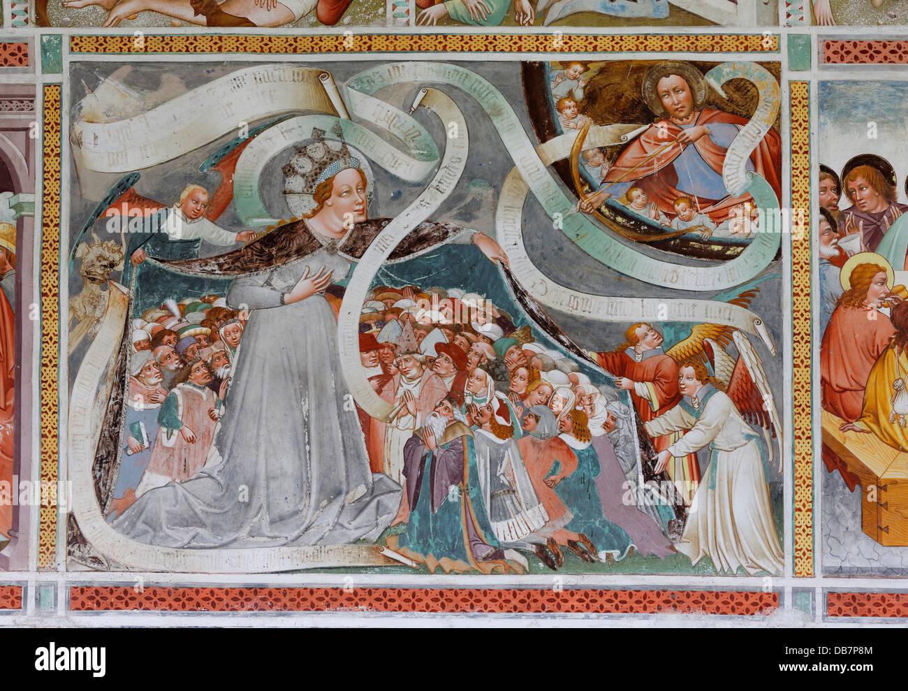 Virgin of Mercy, frescoes by Thomas von Villach, around 1470, St. George's Church Stock Photo