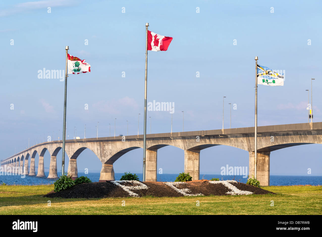 The Prince Edward Island side of the Confederation Bridge Stock Photo Alamy