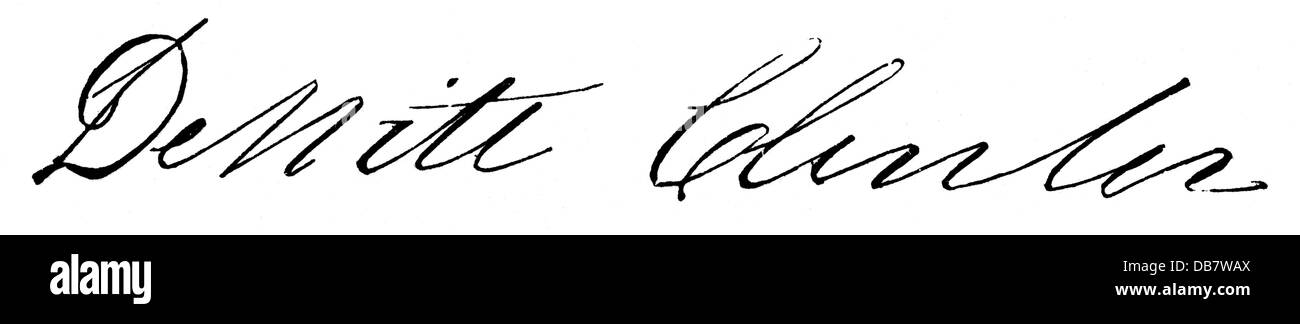 Clinton, DeWitt, 2.3.1769 - 11.2.1828, American politician and naturalist, Governor of New York 1.7.1817 - 31.12.1822 and 1.1.1825 - 11.2.1828, signature, Stock Photo