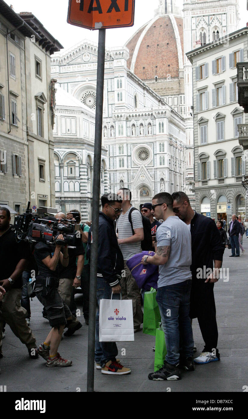 Vinny Guadagnino , DJ Pauly D and Mike 'The Situation' Sorrentino  shopping in Florence while filming the reality show 'Jersey Shore' Florence, Italy - 15.05.11 Stock Photo