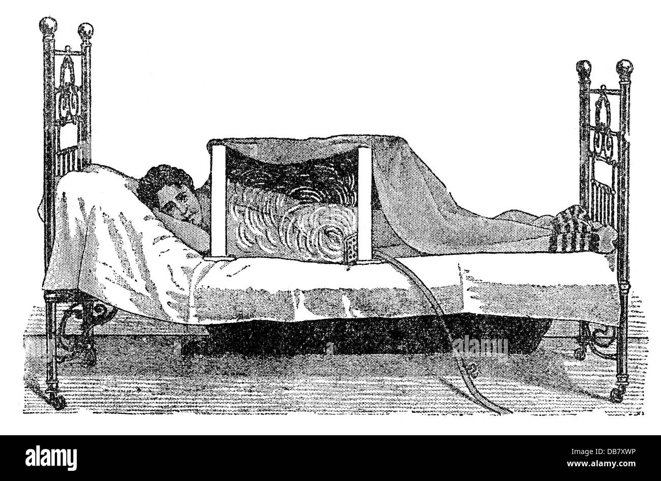 medicine, treatment, steam baths, body steam bath in bed, wood