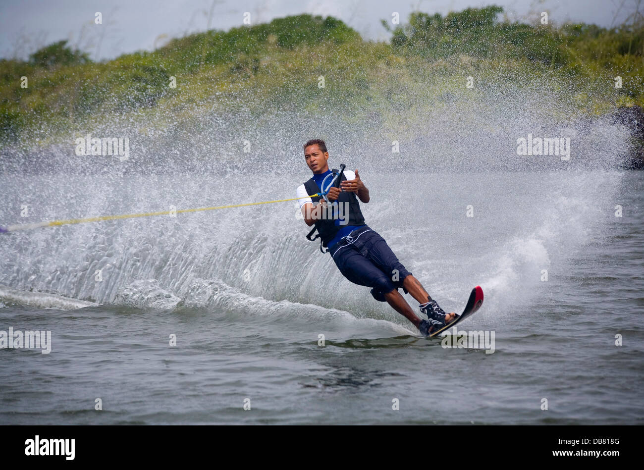 Sport waterskiing water skiing waterskier man waterskiing action