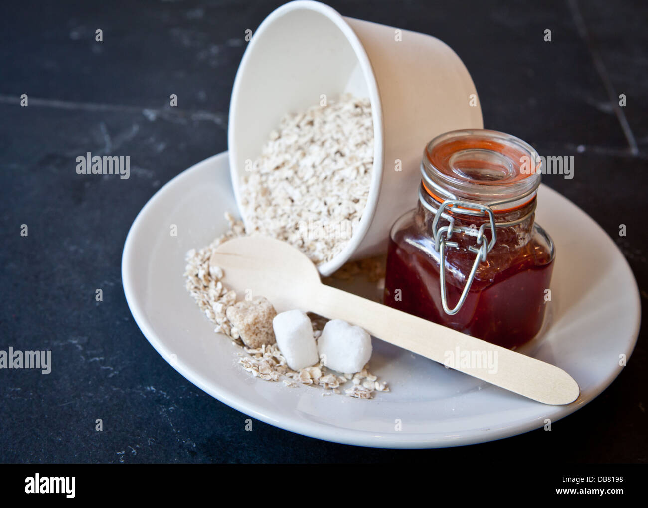 takeaway porridge from a café Stock Photo