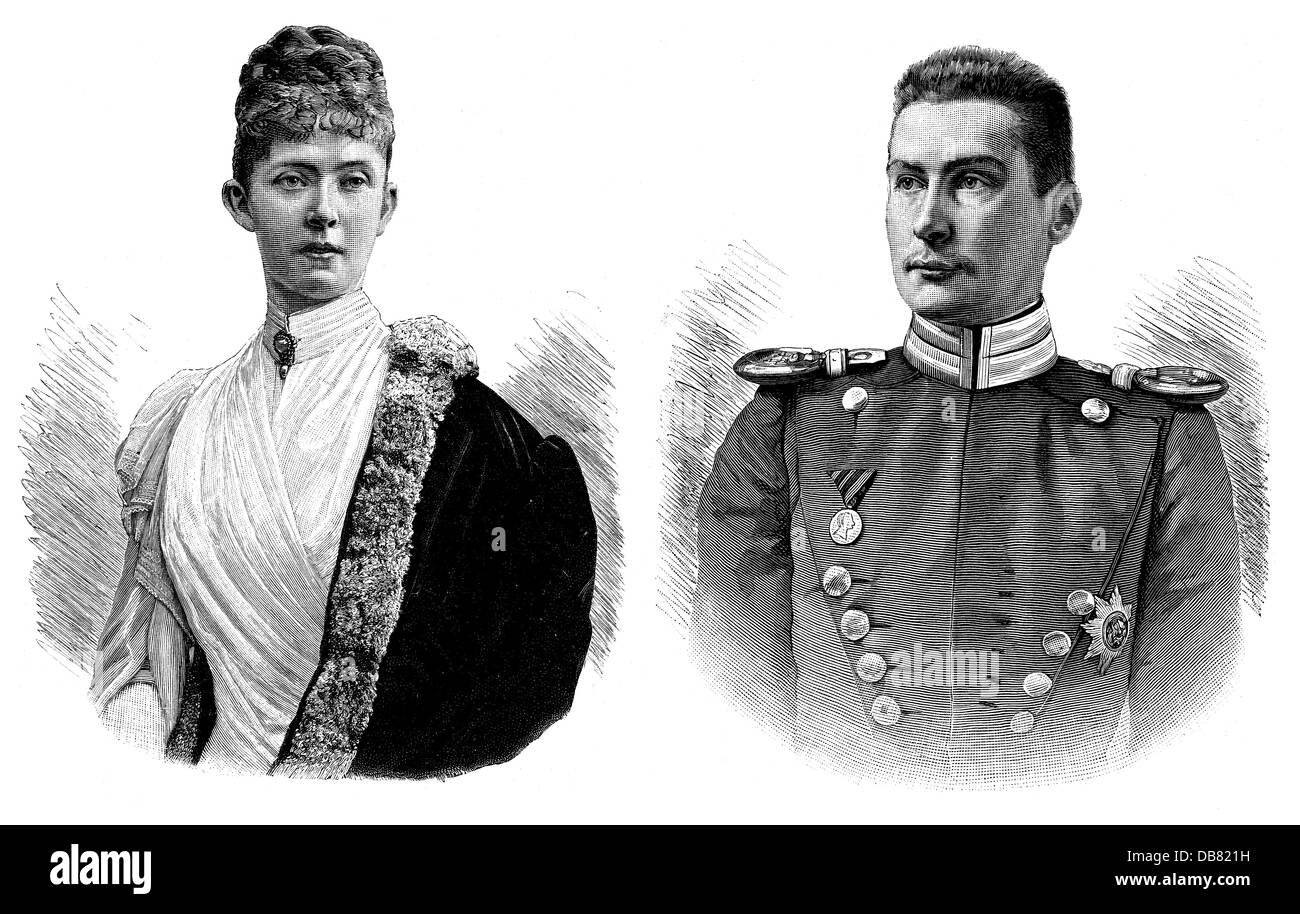 Albrecht, 23.12.1865 - 29.10.1939, Duke of Wuerttemberg, German general, with wife Duchess Margarete Sophie, wood engraving, circa 1895, , Stock Photo