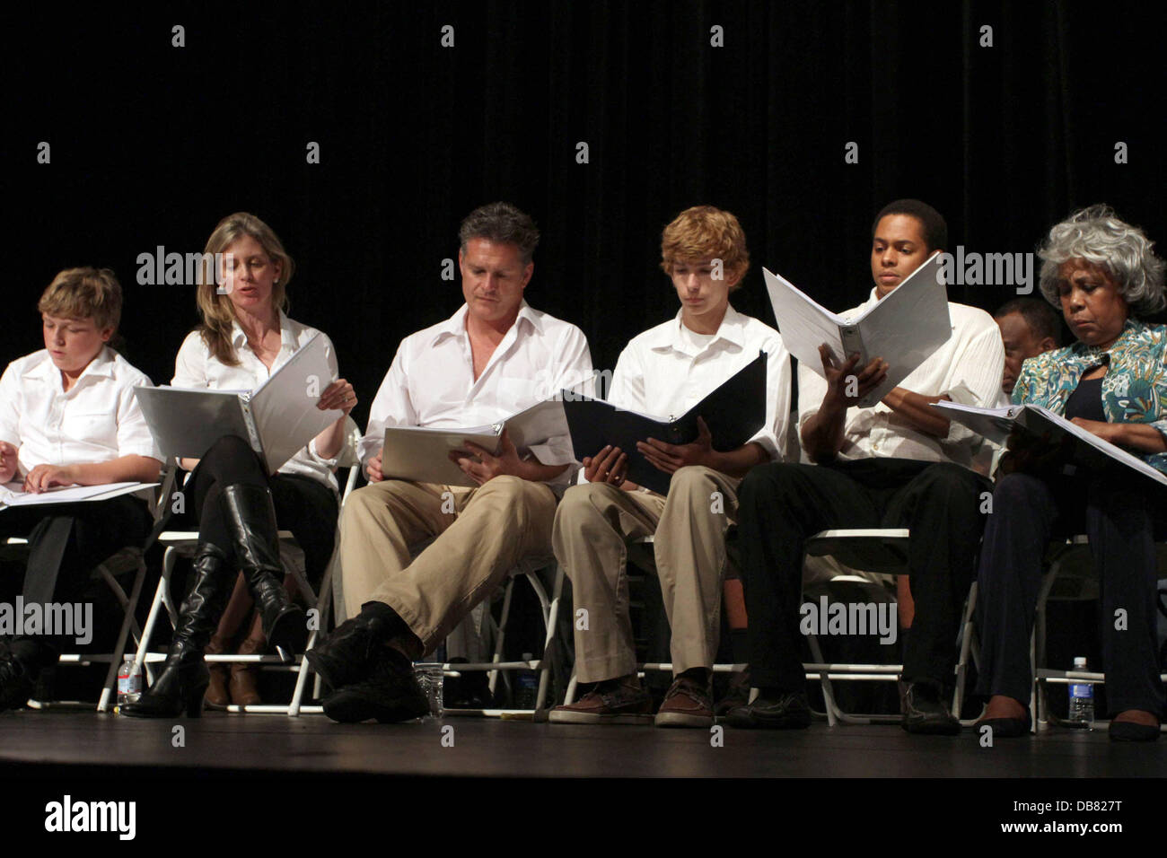 Robert Watzke, Zane Amundsen, Helen Slater, David Humphrey, Tyler Voss, Shedrack Anderson and Starletta DuPois 'The Road To Freedom' live audience stage reading at The LACC Camino Theatre Los Angeles, California - 15.05.11 Stock Photo