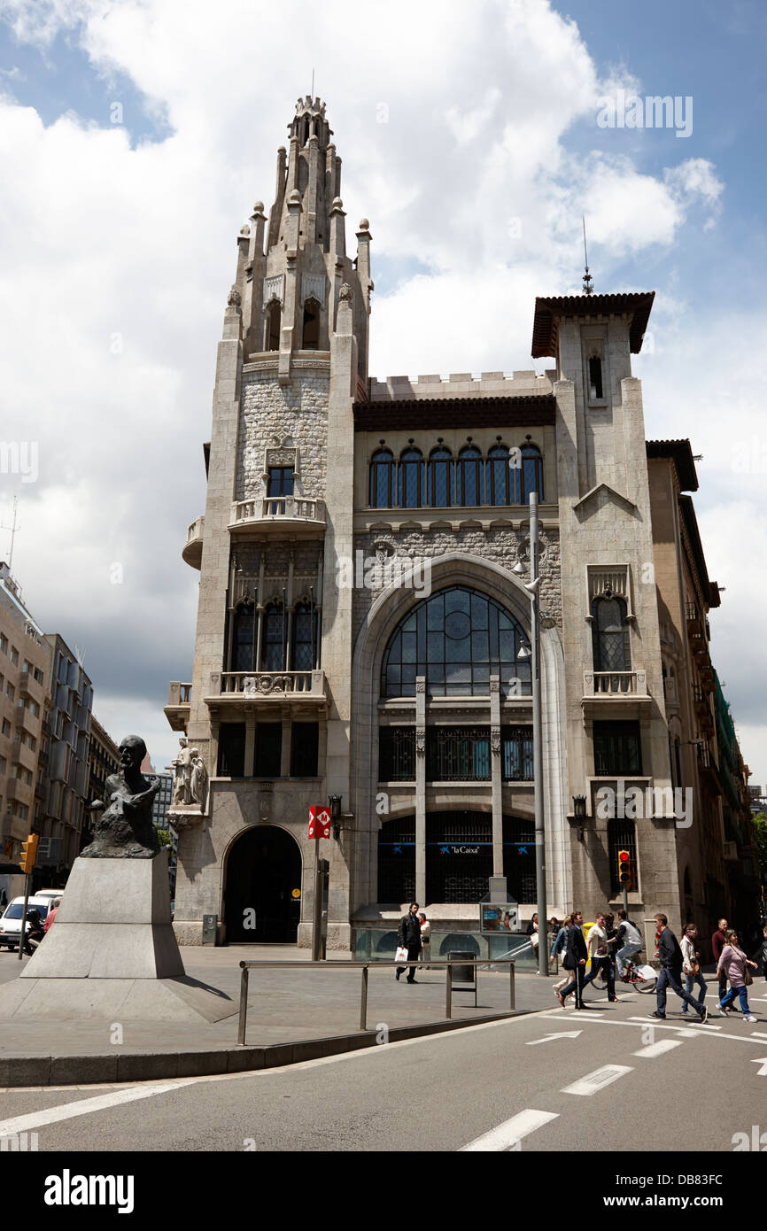 former headquarters of caixa de pensions via laietana Barcelona Catalonia Spain Stock Photo