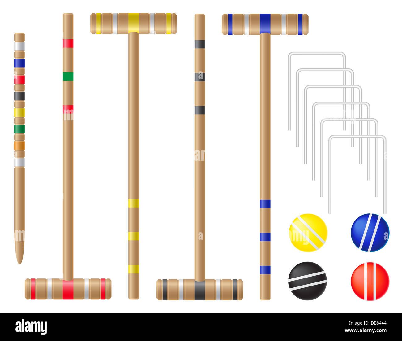 set equipment for croquet illustration isolated on white background