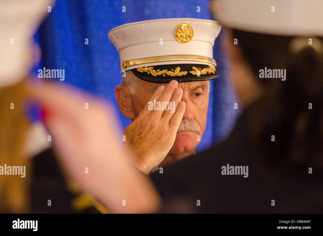 New York, USA. 24th July 2013. FDNY Chief of Dept Kilduff salutes as