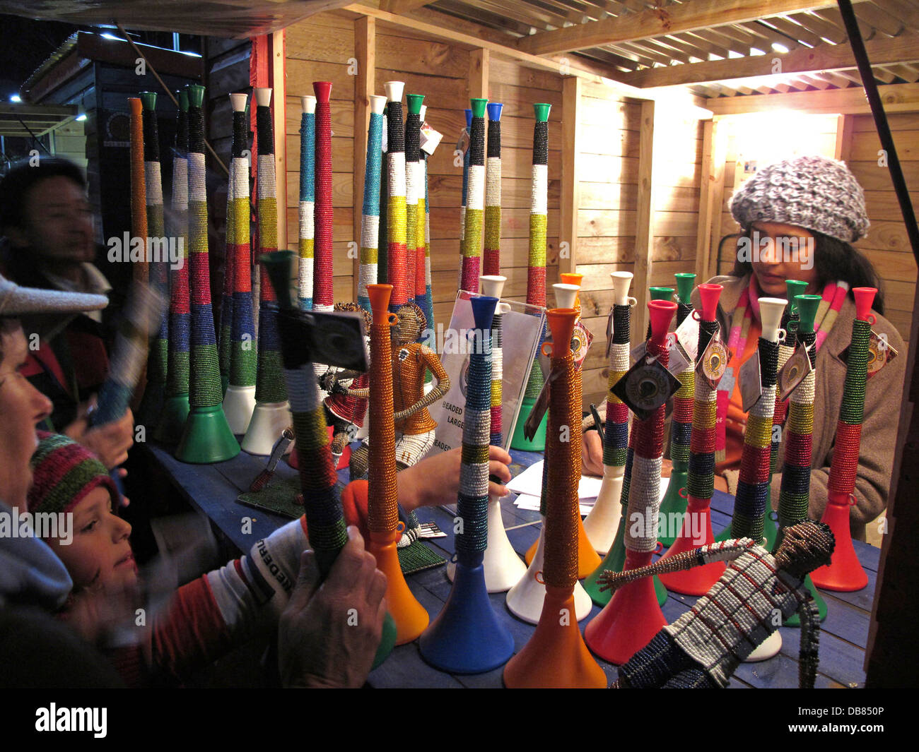 soccer fans buy vuvuzelas, 2010 FIFA World Cup Soccer in South Africa Stock Photo