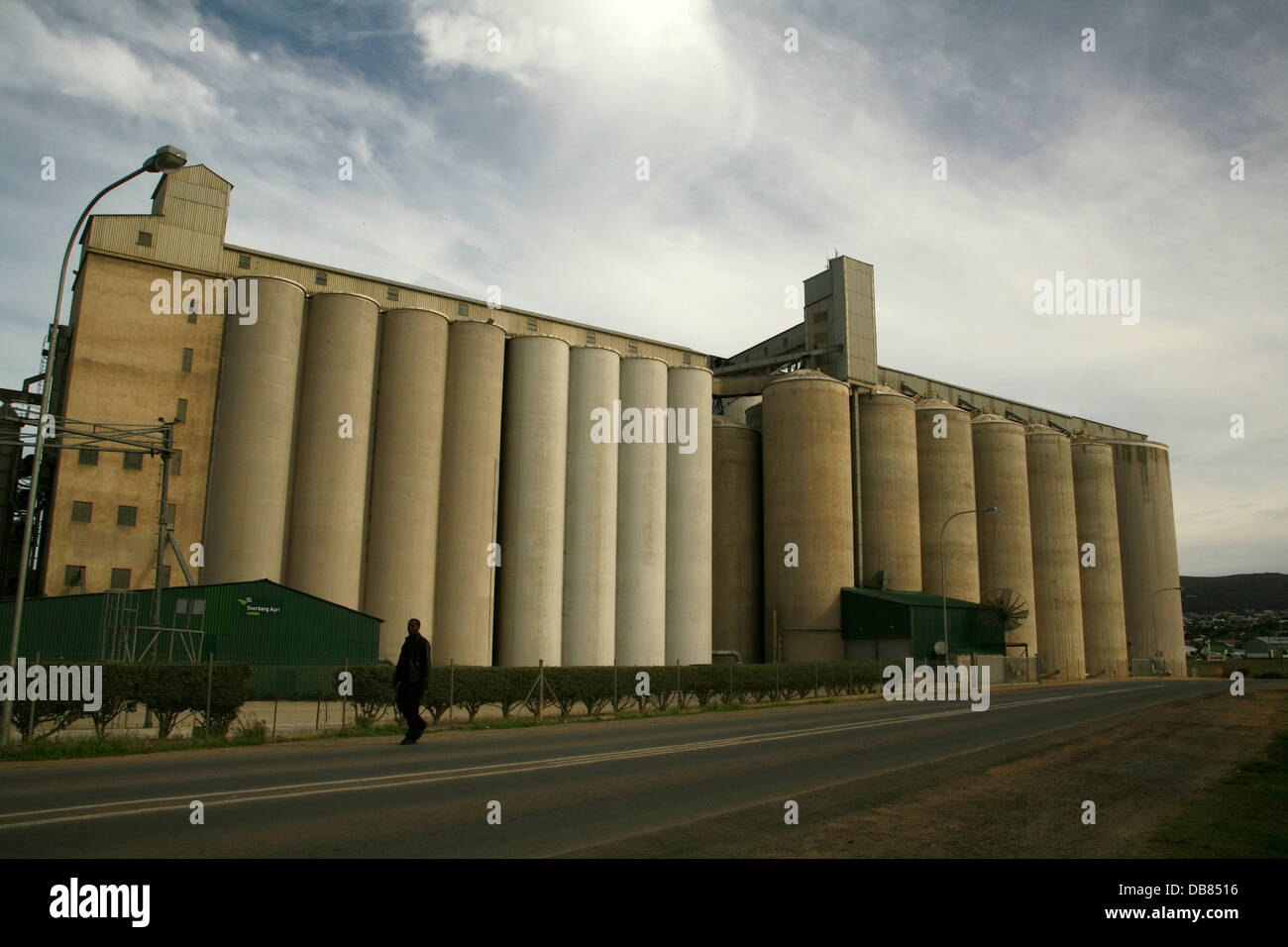 grain silo storage near Bredasdorp in Overberg, South Africa Stock