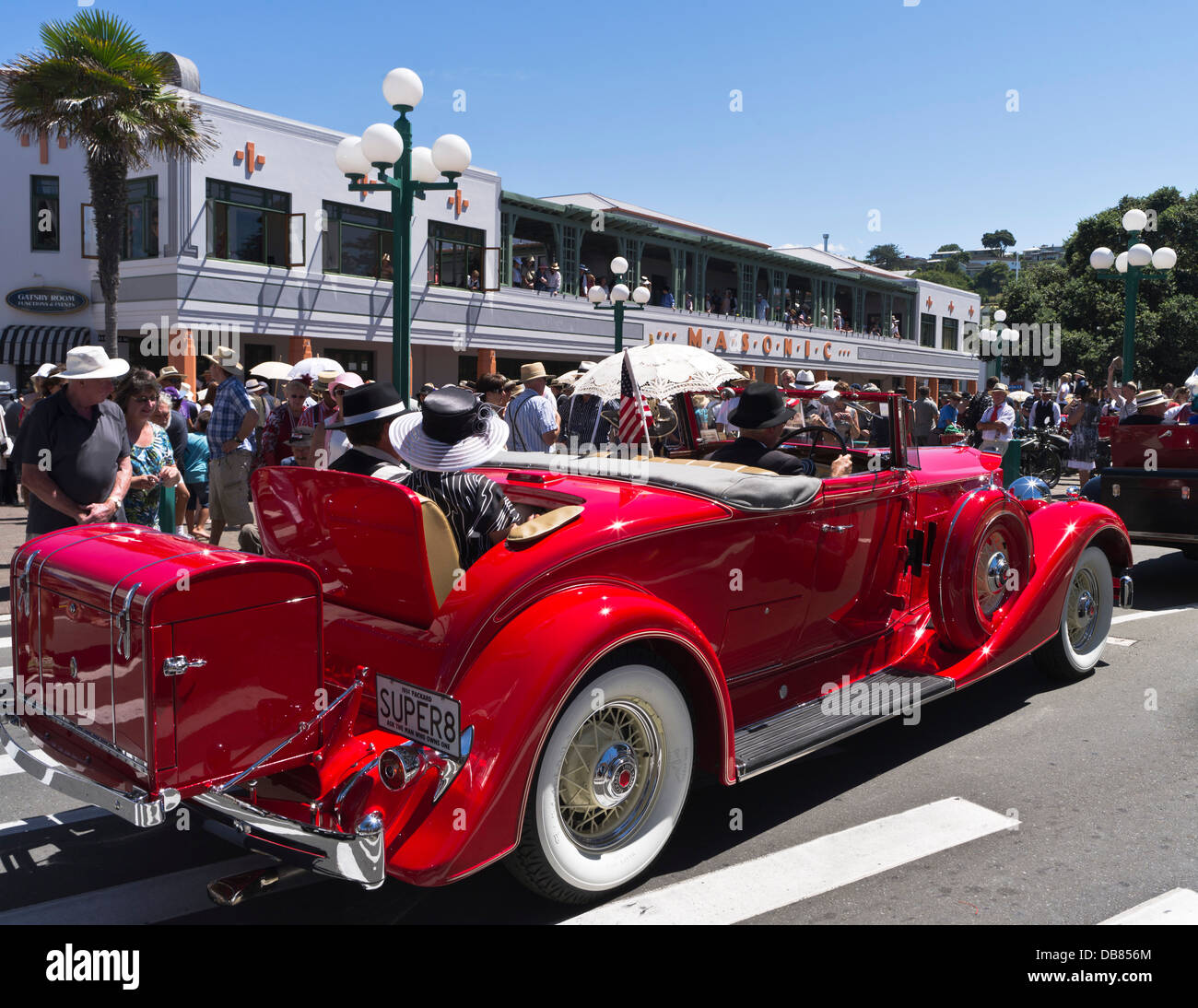 dh Art Deco weekend NAPIER NEW ZEALAND People 1930s classic vintage car Marine parade cars tourism festival Stock Photo
