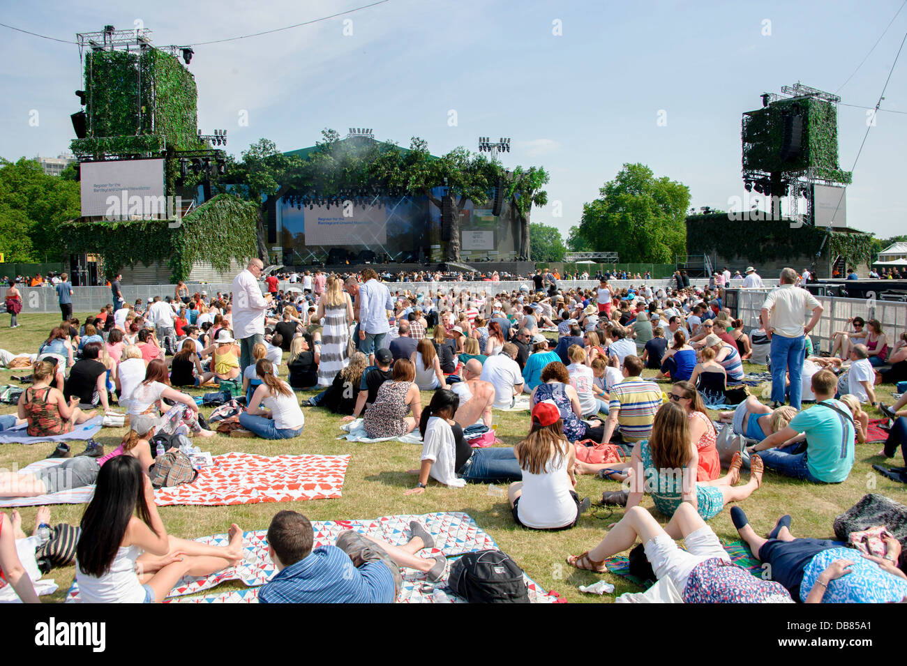 Crowds gather ahead of the Barclaycard British Summertime festival in