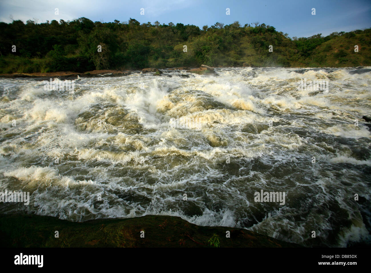 white water of the Nile River, Murchison Falls, Murchison Falls National Park, Uganda Stock Photo