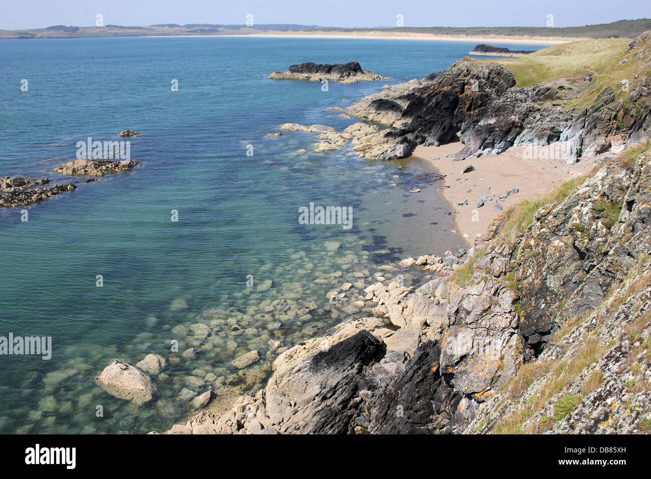 Coastline on Llanddwyn Island, Anglesey, Wales Stock Photo
