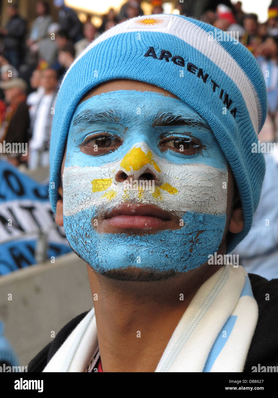 Argentina Argentine soccer fan with painted face at 2010 FIFA World Cup