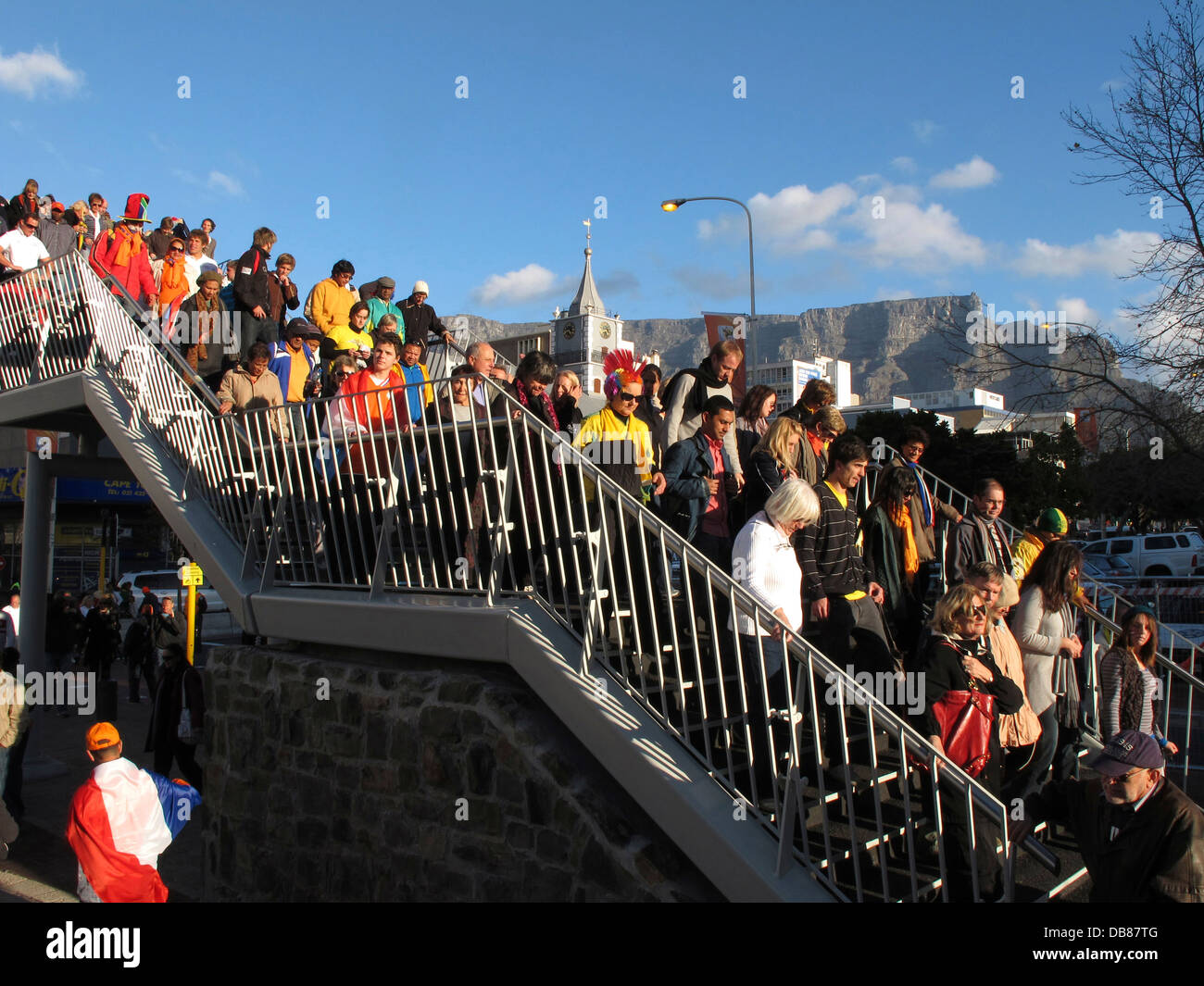 soccer fans arrive at the fan walk in Cape Town during the 2010 FIFA World Cup Soccer in South Africa Stock Photo