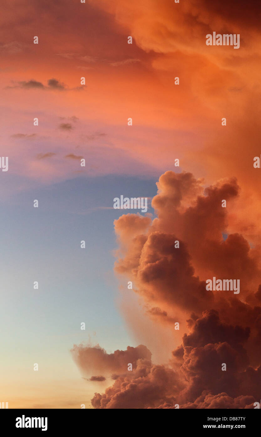 Stunning dramatic sky at sunset off the coast of Sabah, Malaysia Stock Photo