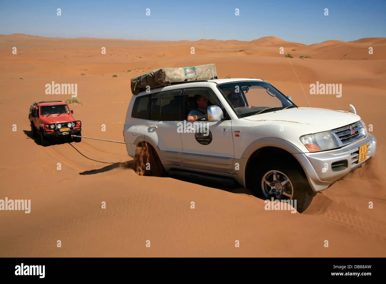 offroad driving in sand dunes of the Namib Desert, Namibia Stock Photo