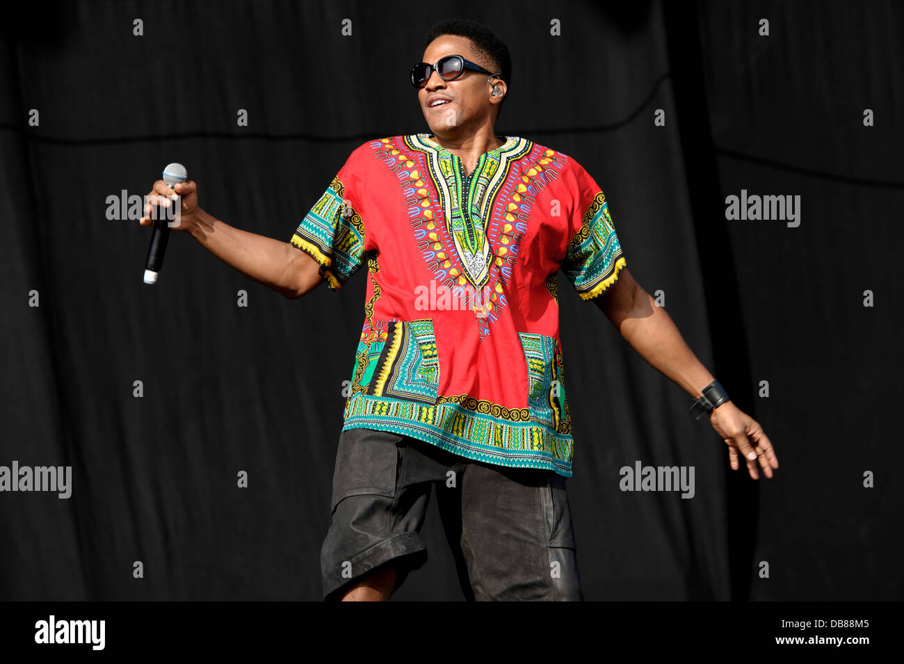 U.S group A Tribe Called Quest performs on stage during the Wireless Festival at the Queen Elizabeth Olympic Park, London. Stock Photo