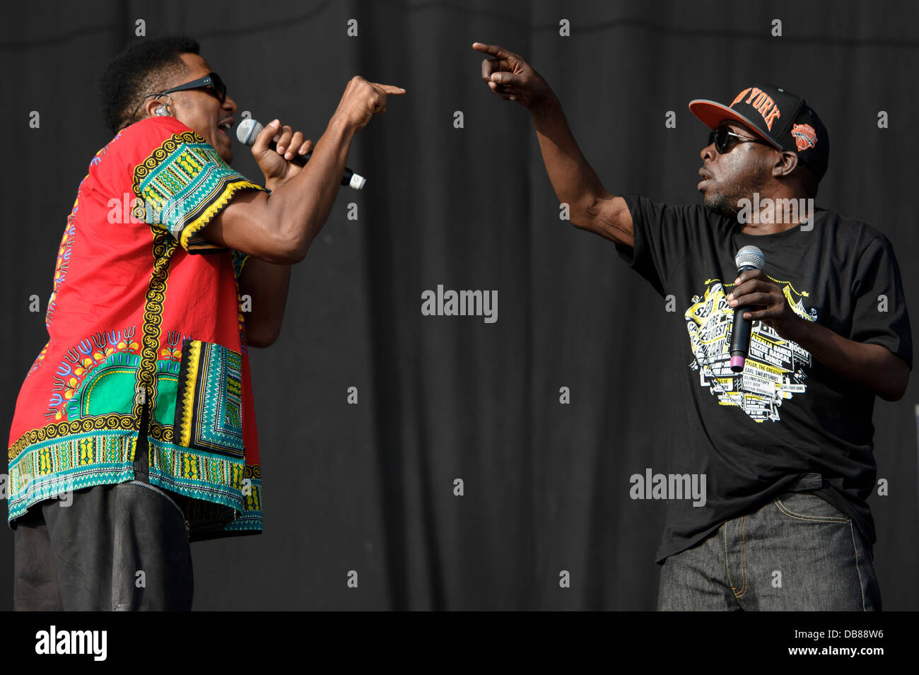 From left, QTip and Phife Dawg from U.S group A Tribe Called Quest performs on stage during the