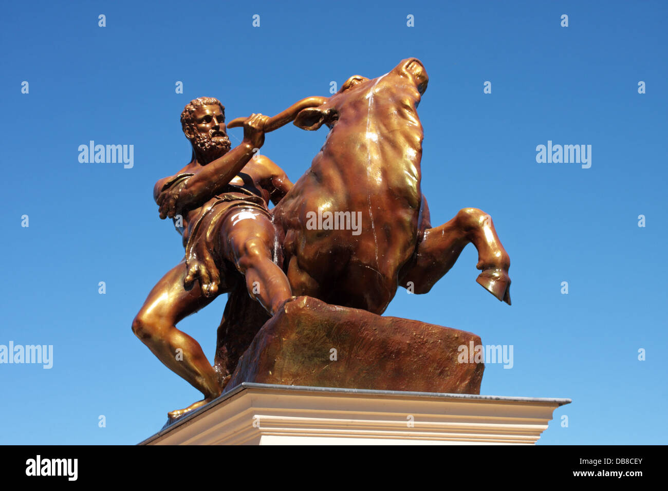 Statue of Heracles fighting the Cretan Bull Schwerin Schloss Mecklenberg Germany Stock Photo