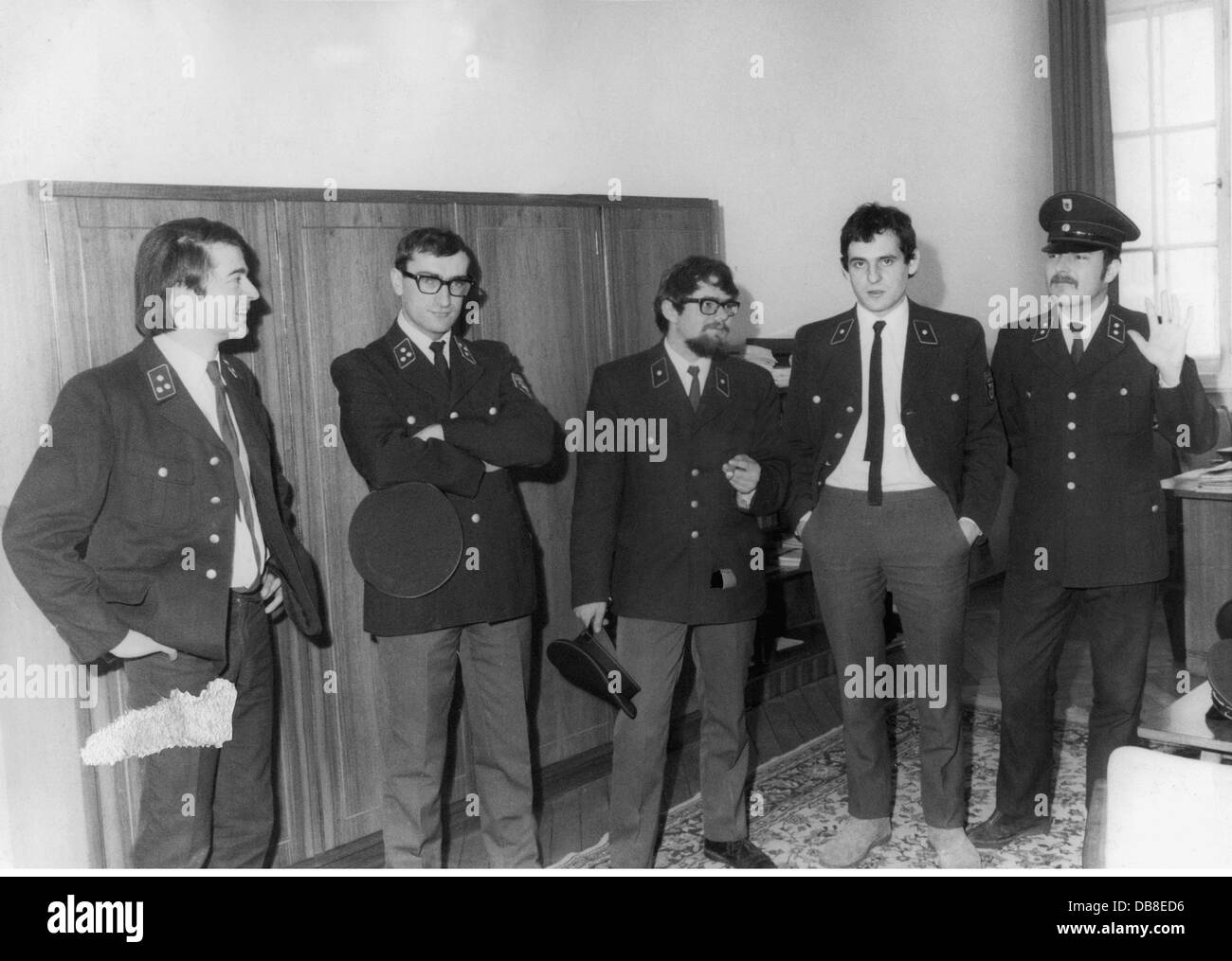 demonstrations, Germany, students of the university in the guise of policemen, Munich, 10.1.1968, Additional-Rights-Clearences-Not Available Stock Photo
