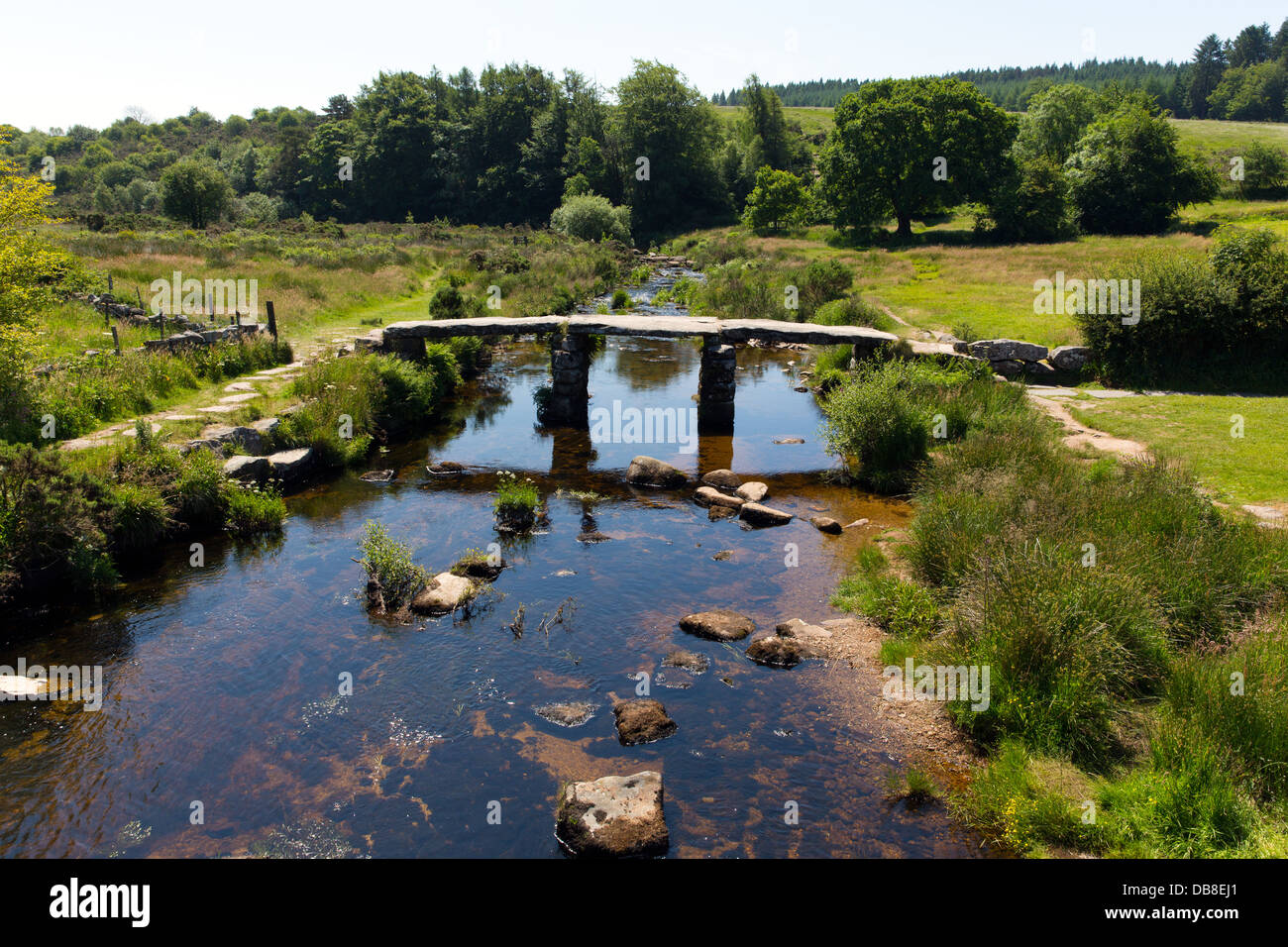 Second bridge at Postbridge Dartmoor National Park Devon England UK ...