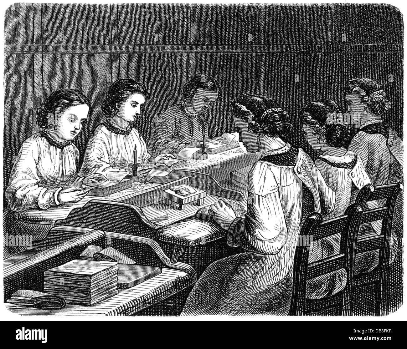 metal, gold, sorting and filling casts for beat gold, wood engraving, out of: book of inventions, trades and industries, Otto Spamer publishing house, 6th edition, Leipzig - Berlin, 1872, Additional-Rights-Clearences-Not Available Stock Photo