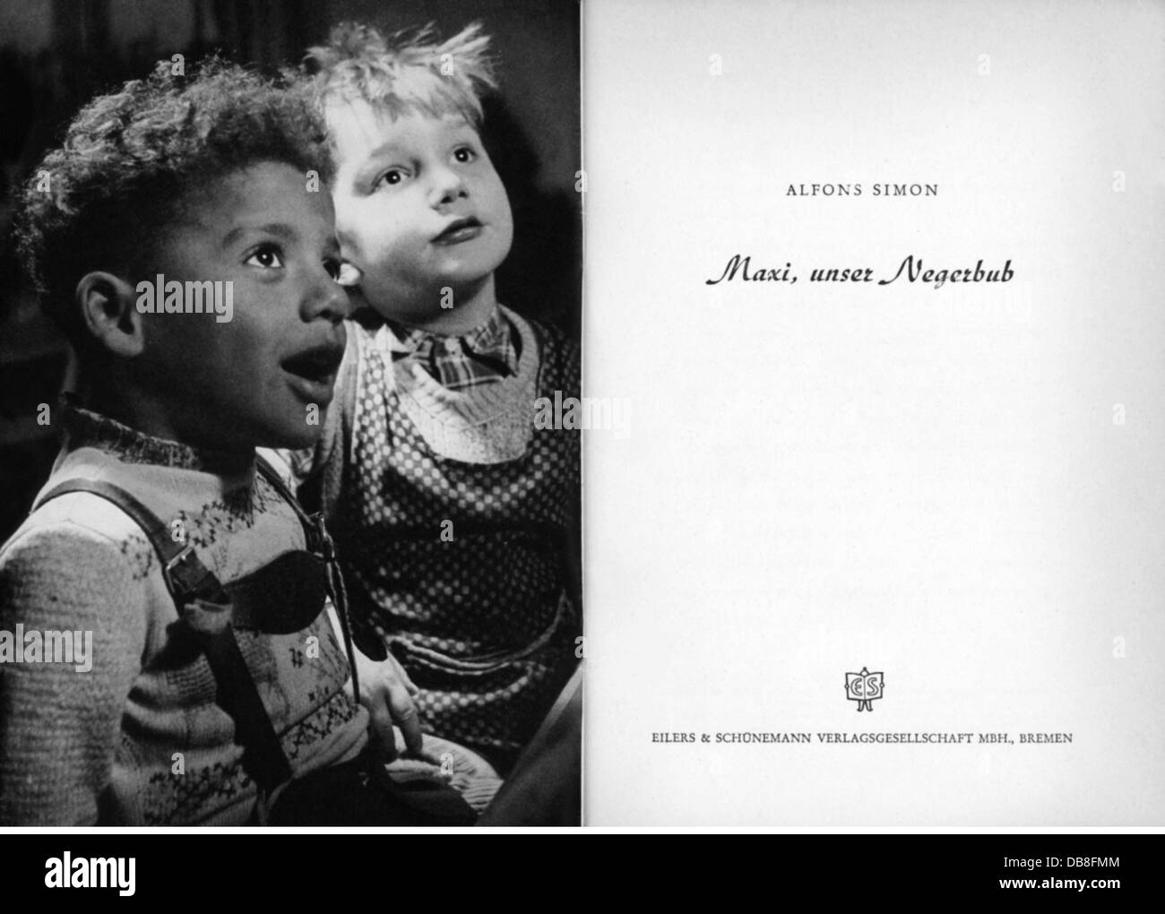 Simon, Alfons, 3.4.1897 - 23.6.1975, German pedagogue, works, 'Maxi, unser Negerbub' (Maxi, our negro boy), title, 6th - 23rd thousand, Bremen, 1952, Stock Photo