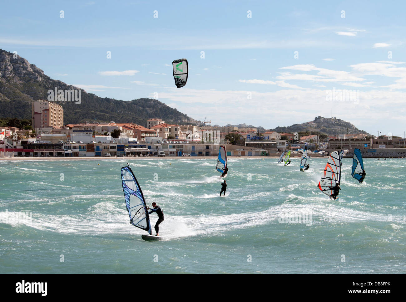 Windsurfing Kitesurfing Paddle Boarding spot Pointe Rouge ( Prado ) Marseilles France French Stock Photo