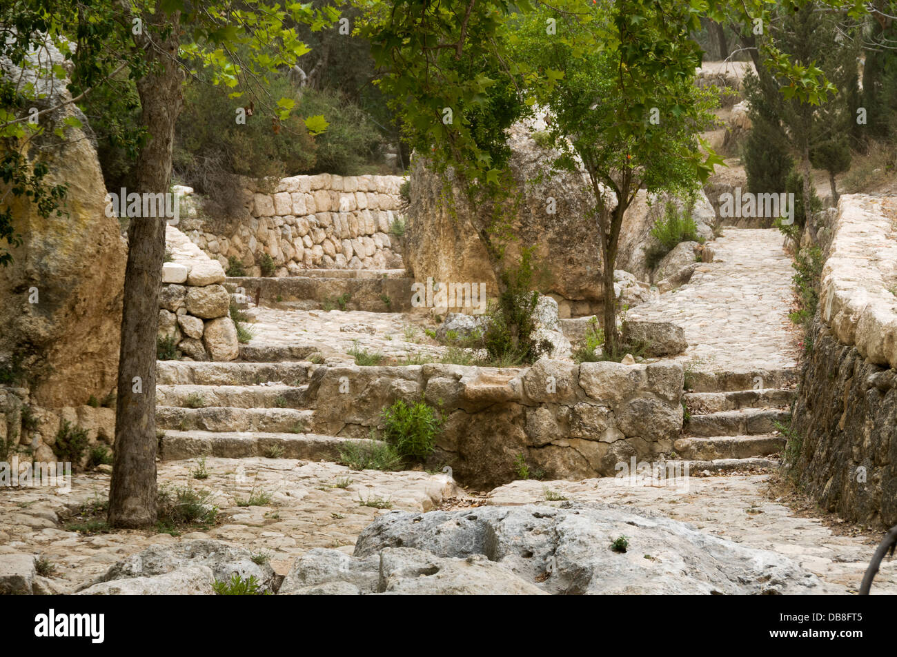 the place emmaus in ISrael where Jesus Christ walked from Jerusalem Stock Photo