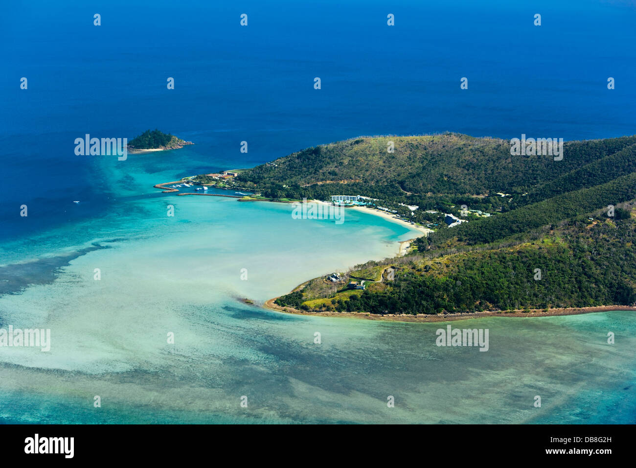 Aerial view of Hayman Island a private island best known for its