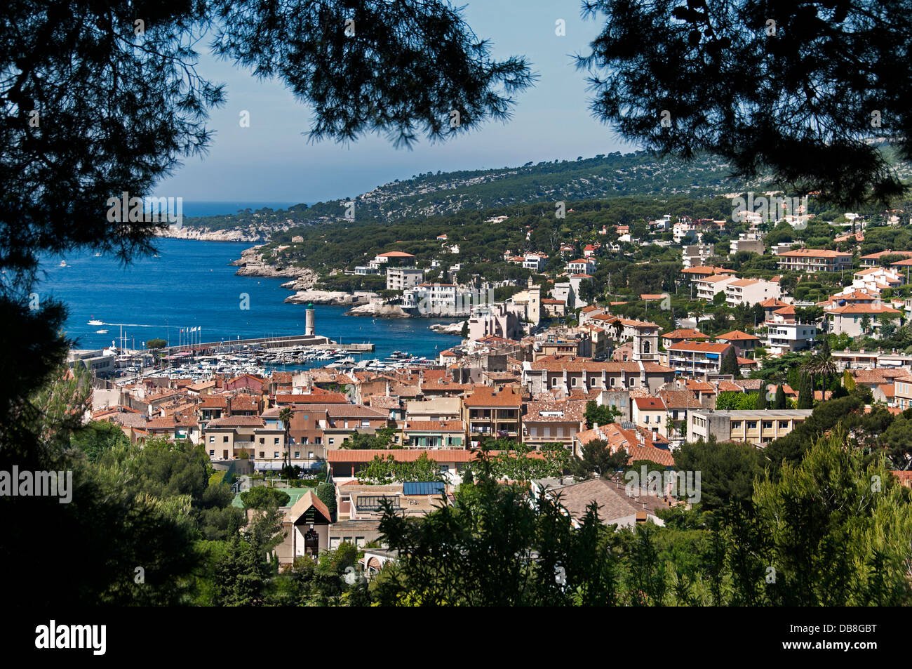 Panorama Cassis Old Vieux Port Harbor  Provence French Riviera Cote D'Azur France Mediterranean Stock Photo