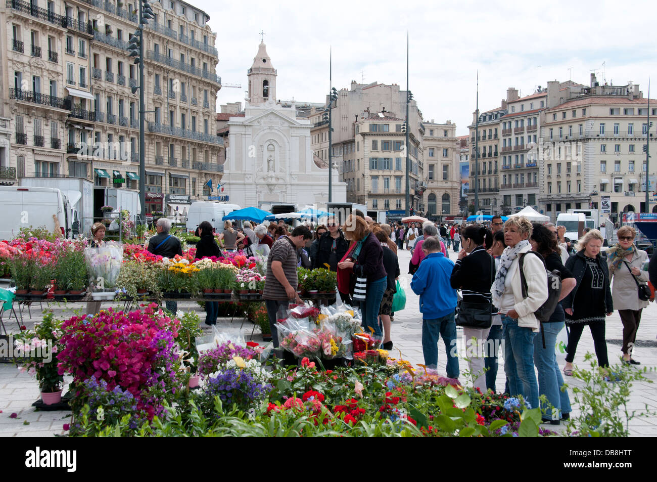 Flower market Marseilles old Vieux port France Provence French Stock Photo