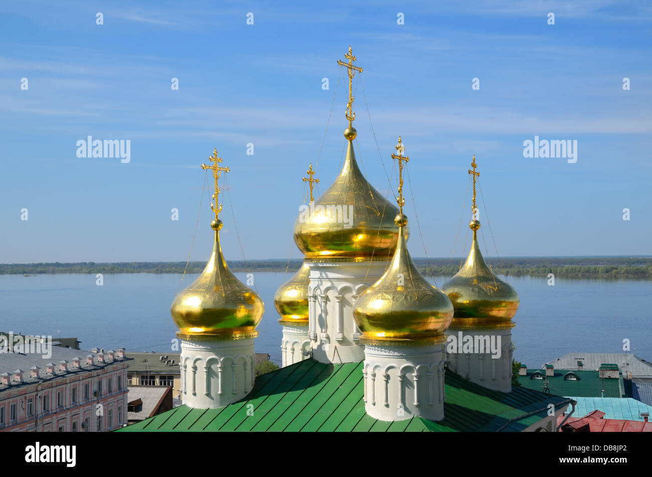Church in Nizhny Novgorod, Russia on a Volga river. Church was built in ...