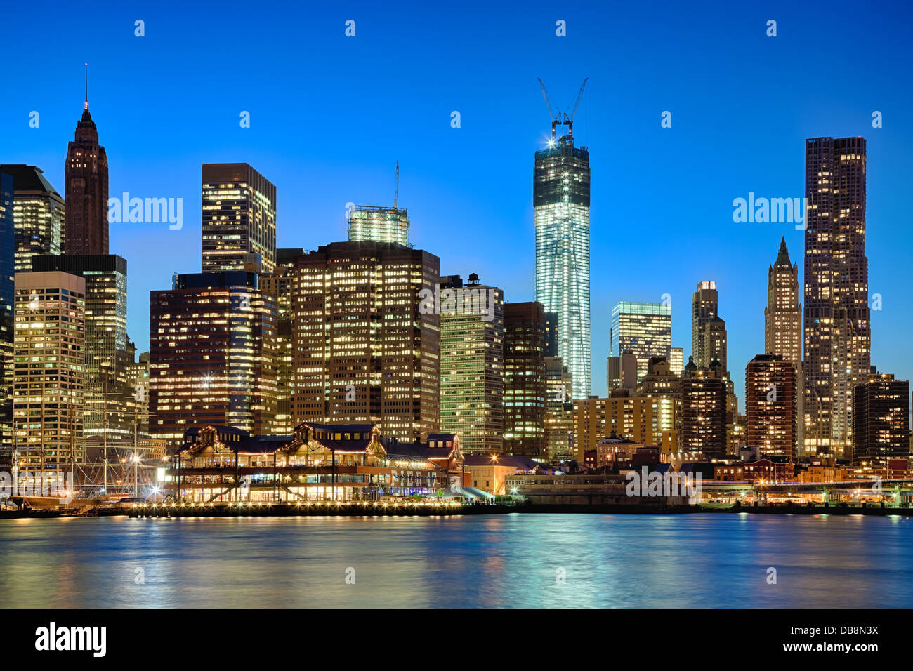 New York City skyline at twilight w the Freedom tower Stock Photo - Alamy