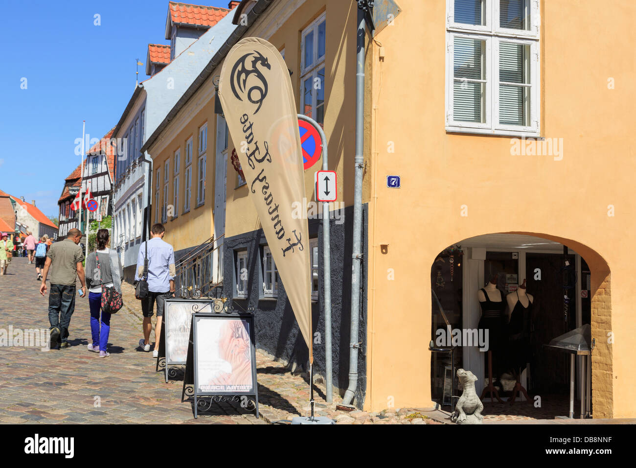 Clothing shop in popular tourist town. Juulsbakke, Ebeltoft, Jutland ...