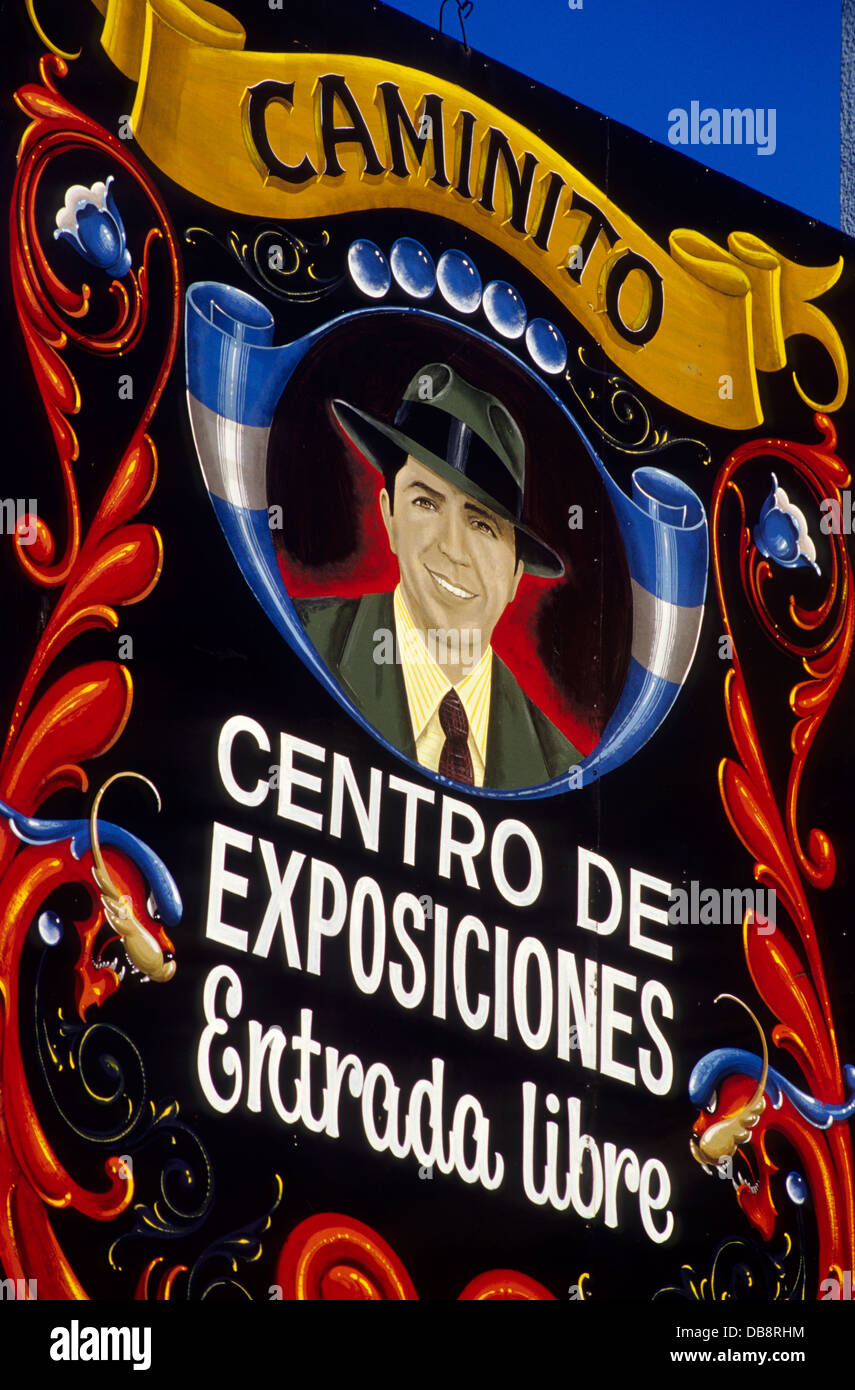 Carlos Gardel mural at Caminito, La Boca District. Buenos Aires. Argentina. South America Stock Photo