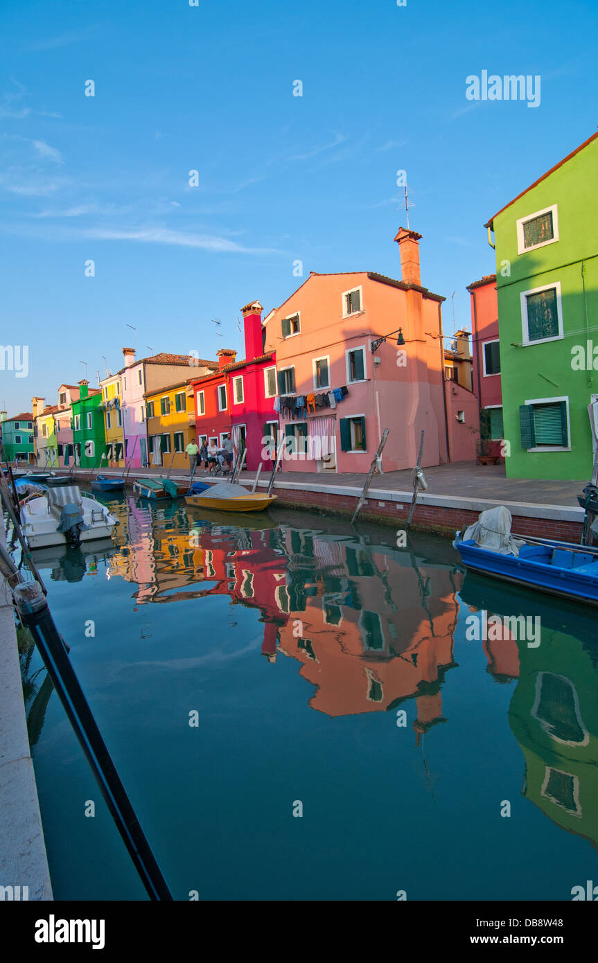 Italy Venice Burano island with traditional colorful houses Stock Photo ...